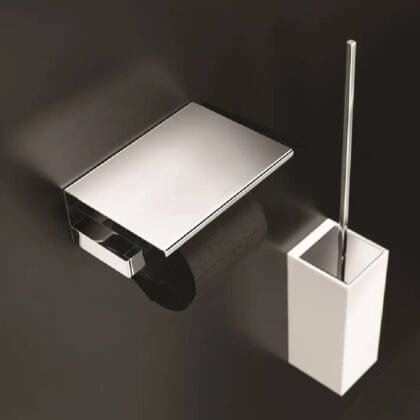 Bath Life Portapapel con tapa Cromo