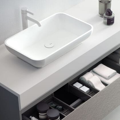 Making mueble suspendido de 2 cajones para lavabo de sobre encimera 80 cm