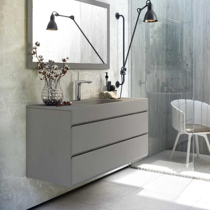 Making mueble estándar suspendido de 2 cajones con lavabo integrado 100 cm