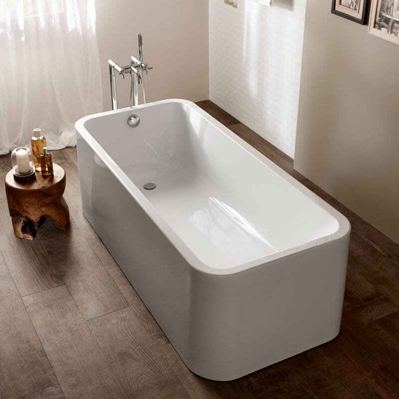 Element Bañera acrílica one piece con faldón y desagüe integrado Blanco