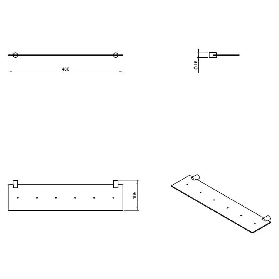 Logic Estante Inox 105 X 400 X 20 Mm Negro Mate Ban ssimo logic-estante-inox-105-x-400-x-20-mm-negro-mate-ban-ssimo
