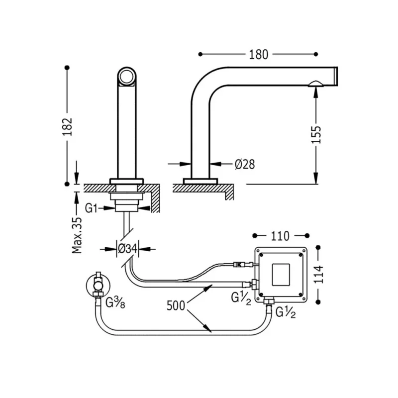 Grifo electrónico de 1 agua para lavabo sensible al tacto Touch-Tres Cromo - Image 2