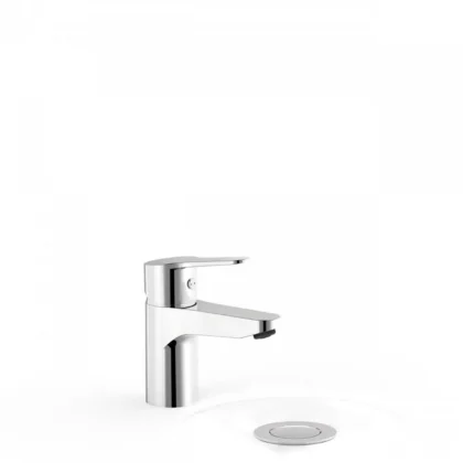 Base-Tres Grifo monomando ecoeficiente para lavabo con válvula desagüe Click-Clack Cromo