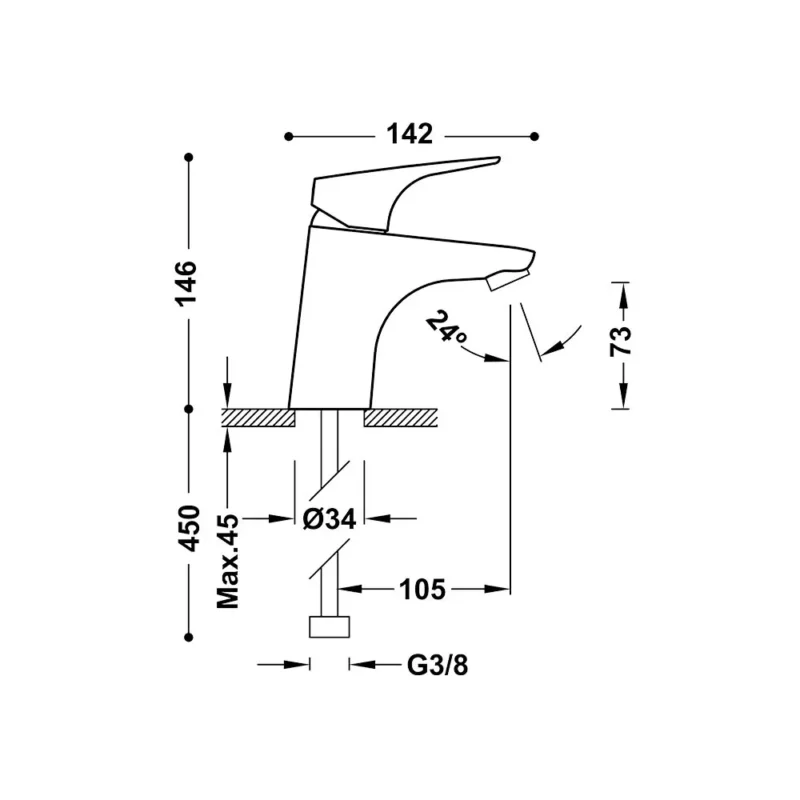 Canigó-Tres grifo monomando ecoeficiente con maneta para lavabo Cromo - Image 3