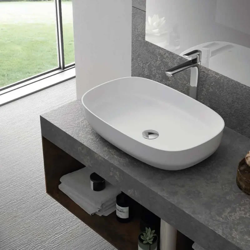 MAX Lavabo de sobre encimera Solid Surface Blanco Mate - Image 2