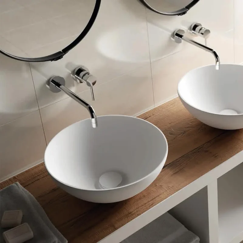 ROUND Lavabo sobre encimera Solid Surface Blanco Mate - Image 2