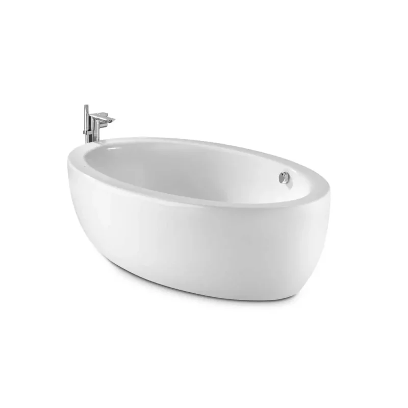 Georgia Bañera acrílica one-piece oval con faldón integrado y juego de desagüe Blanco - Image 2