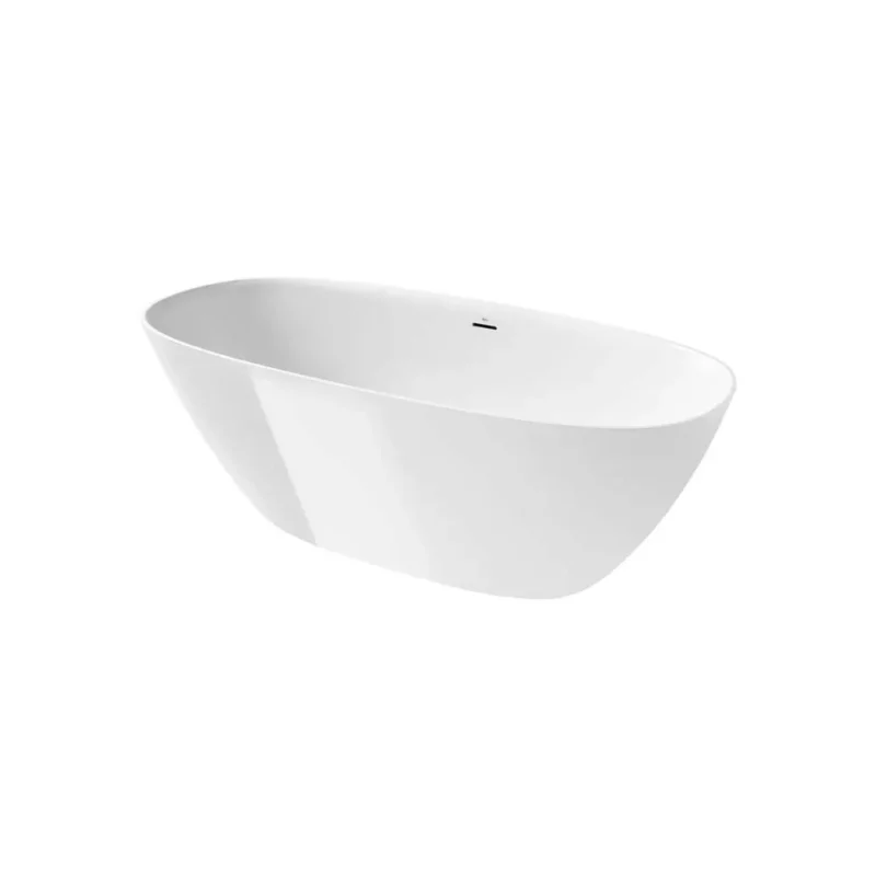 Ariane Bañera de Stonex oval con desagüe click-clack y sifón Blanco - Image 2