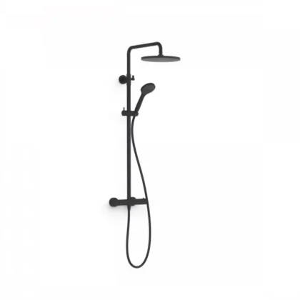 Black Showers Conjunto de grifo termostático mural de 2 vías para ducha Negro Mate