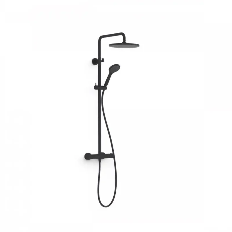 Black Showers Conjunto de grifo termostático mural de 2 vías para ducha Negro Mate