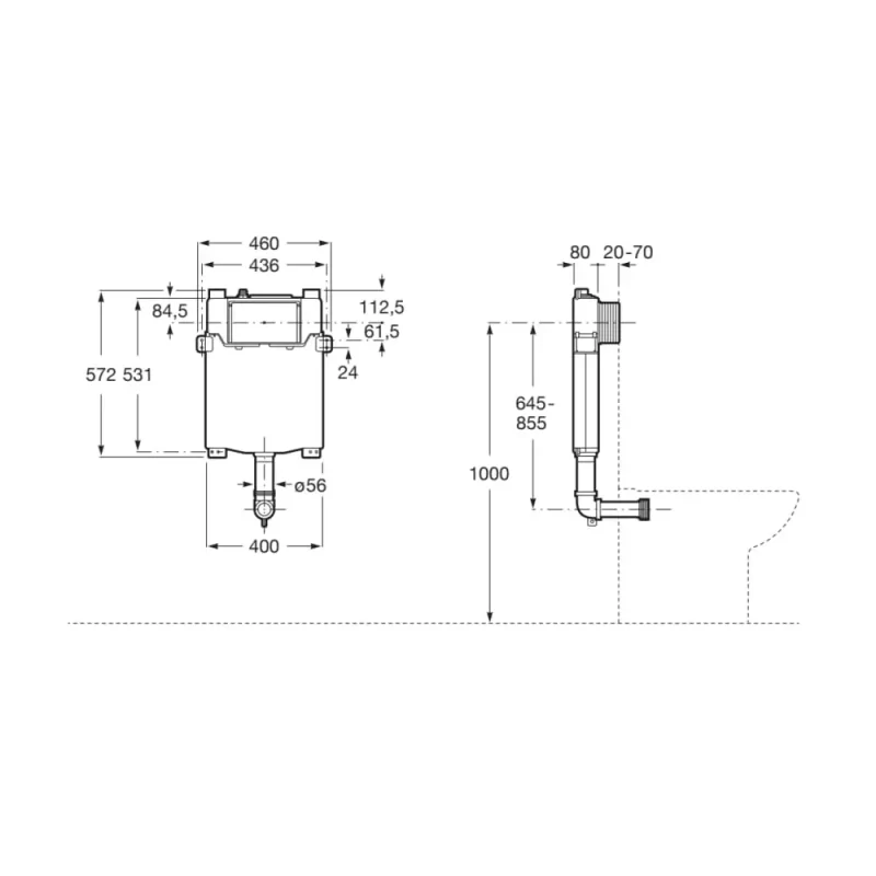 In-Wall Basic Tank One Compact Tanque compacto empotrado descarga doble para inodoro - Image 2