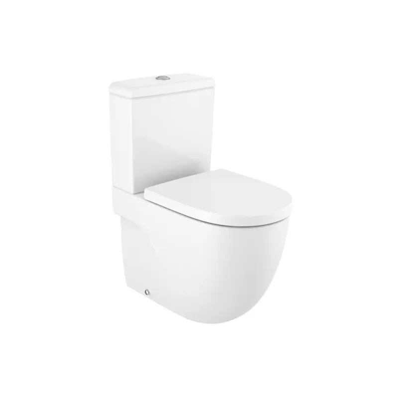 Meridain Taza Roca Rimless adosada a pared compacta con salida dual - Image 2