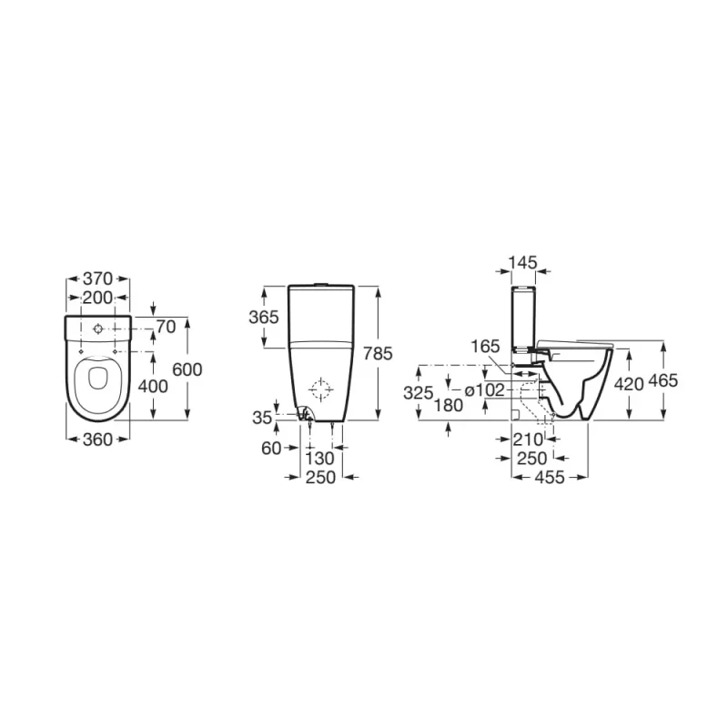 Ona Taza Rimless adosada a pared compacta con salida dual - Image 2